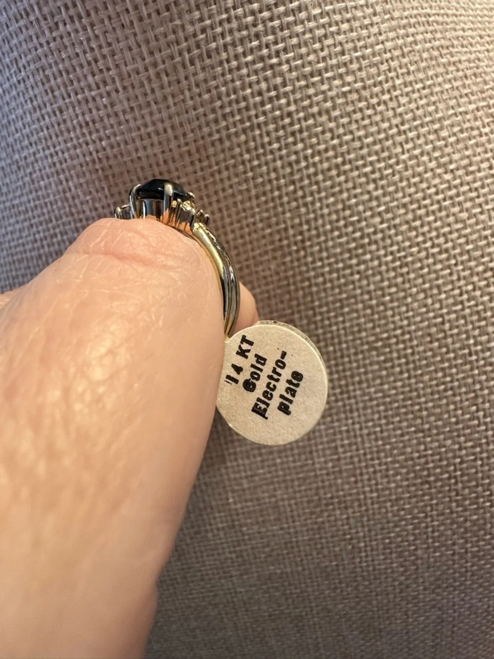 New Old Stock Blue Stone Silver-Tone Cocktail Ring